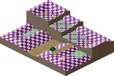 Thumbnail for a map of 1Play Game Course 3 - Hole 1 for the SNES game Kirby's Dream Course.