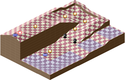 Thumbnail for a map of 1Play Game Course 4 - Hole 4 for the SNES game Kirby's Dream Course.