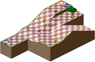 Thumbnail for a map of 1Play Game Course 4 - Hole 7 for the SNES game Kirby's Dream Course.