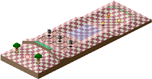 Thumbnail for a map of 1Play Game Course 4 - Hole 8 for the SNES game Kirby's Dream Course.