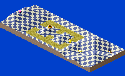 Thumbnail for a map of 1Play Game Course 5 - Hole 3 for the SNES game Kirby's Dream Course.
