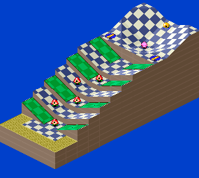 Thumbnail for a map of 1Play Game Course 5 - Hole 7 for the SNES game Kirby's Dream Course.