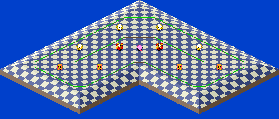 Thumbnail for a map of 1Play Game Course 6 - Hole 1 for the SNES game Kirby's Dream Course.