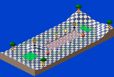 Thumbnail for a map of 1Play Game Course 7 - Hole 2 for the SNES game Kirby's Dream Course.