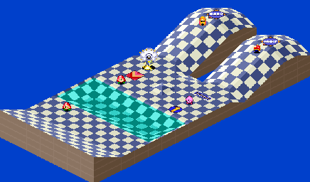 Thumbnail for a map of 1Play Game Course 7 - Hole 3 for the SNES game Kirby's Dream Course.
