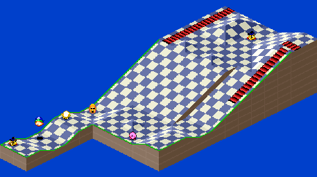 Thumbnail for a map of 1Play Game Course 7 - Hole 4 for the SNES game Kirby's Dream Course.
