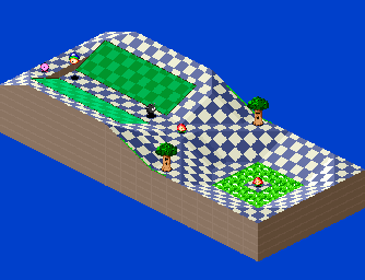 Thumbnail for a map of 1Play Game Course 8 - Hole 3 for the SNES game Kirby's Dream Course.