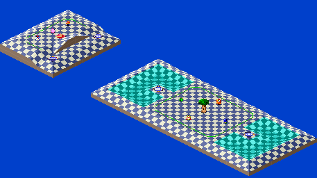 Thumbnail for a map of 1Play Game Course 8 - Hole 7 for the SNES game Kirby's Dream Course.