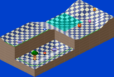 Thumbnail for a map of 1Play Game Extra Course 1 - Hole 8 for the SNES game Kirby's Dream Course.