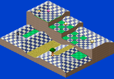 Thumbnail for a map of 1Play Game Extra Course 3 - Hole 1 for the SNES game Kirby's Dream Course.