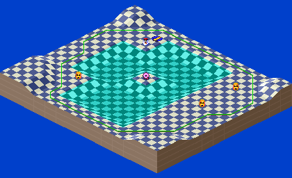 Thumbnail for a map of 1Play Game Extra Course 3 - Hole 7 for the SNES game Kirby's Dream Course.
