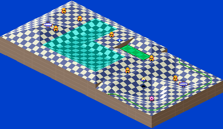 Thumbnail for a map of 1Play Game Extra Course 3 - Hole 8 for the SNES game Kirby's Dream Course.