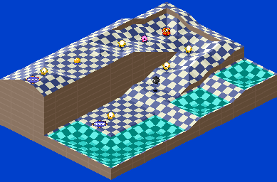 Thumbnail for a map of 1Play Game Extra Course 4 - Hole 4 for the SNES game Kirby's Dream Course.