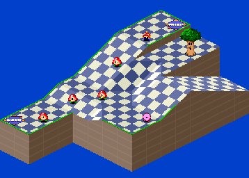 Thumbnail for a map of 1Play Game Extra Course 4 - Hole 7 for the SNES game Kirby's Dream Course.