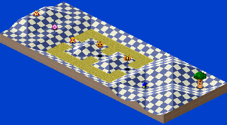 Thumbnail for a map of 1Play Game Extra Course 5 - Hole 3 for the SNES game Kirby's Dream Course.