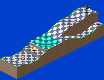 Thumbnail for a map of 1Play Game Extra Course 5 - Hole 4 for the SNES game Kirby's Dream Course.