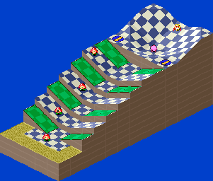 Thumbnail for a map of 1Play Game Extra Course 5 - Hole 7 for the SNES game Kirby's Dream Course.