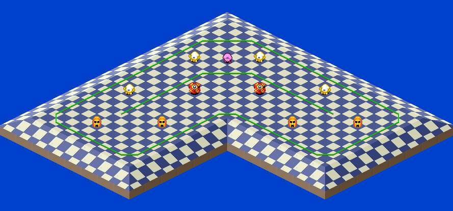 Thumbnail for a map of 1Play Game Extra Course 6 - Hole 1 for the SNES game Kirby's Dream Course.