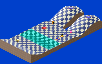 Thumbnail for a map of 1Play Game Extra Course 7 - Hole 3 for the SNES game Kirby's Dream Course.