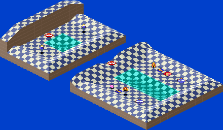 Thumbnail for a map of 1Play Game Extra Course 7 - Hole 8 for the SNES game Kirby's Dream Course.
