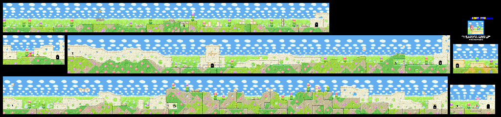 Thumbnail for a map of Level 1: Grass Land Stage 2 for the SNES game Kirby's Dream Land 3.