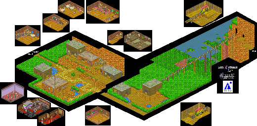 Thumbnail for a map of Deathvegas Village for the SNES game Lady Stalker: The Apocalypse Engine.