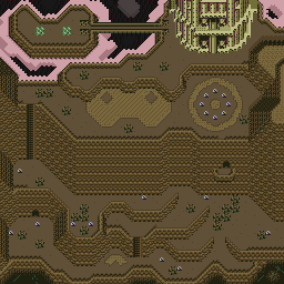 Thumbnail for a map of Dark World Death Mountain (West) for the SNES game The Legend Of Zelda: A Link To The Past.