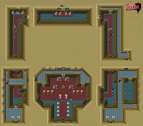 Thumbnail for a map of Hyrule Castle 1F for the SNES game The Legend Of Zelda: A Link To The Past.