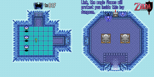 Thumbnail for a map of Ice Palace 1F for the SNES game The Legend Of Zelda: A Link To The Past.