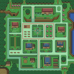 Thumbnail for a map of Light World Kakariko Village for the SNES game The Legend Of Zelda: A Link To The Past.