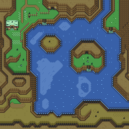 Thumbnail for a map of Light World Lake Hylia for the SNES game The Legend Of Zelda: A Link To The Past.