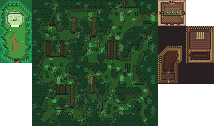 Thumbnail for a map of Light World Lost Woods (Shade) for the SNES game The Legend Of Zelda: A Link To The Past.