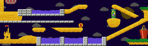 Thumbnail for a map of Beach Lemmings Cannonball for the SNES game Lemmings 2: The Tribes.
