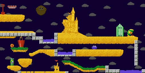 Thumbnail for a map of Beach Lemmings Sand Blaster for the SNES game Lemmings 2: The Tribes.