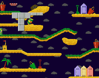 Thumbnail for a map of Beach Lemmings Surf Lem ! for the SNES game Lemmings 2: The Tribes.