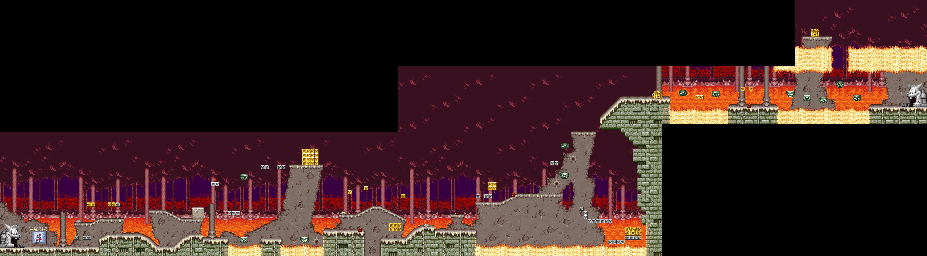 Thumbnail for a map of Stage 3: Fire Grotto Area 2 for the SNES game The Magical Quest: Starring Mickey Mouse.