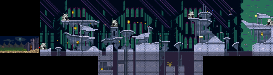 Thumbnail for a map of Stage 6: Pete's Castle Area 1 for the SNES game The Magical Quest: Starring Mickey Mouse.