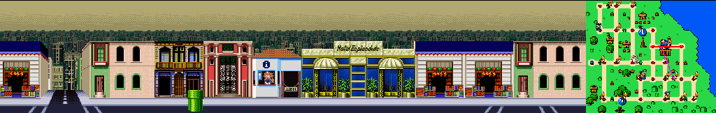 Thumbnail for a map of Buenos Aires Street 3 for the SNES game Mario Is Missing!.