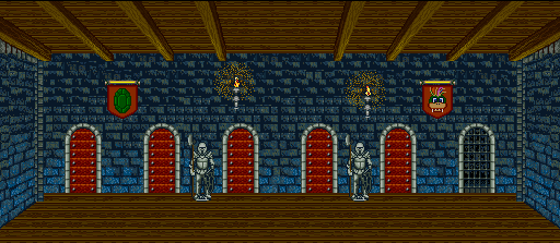 Thumbnail for a map of Castle Lemmy's Castle Hall for the SNES game Mario Is Missing!.