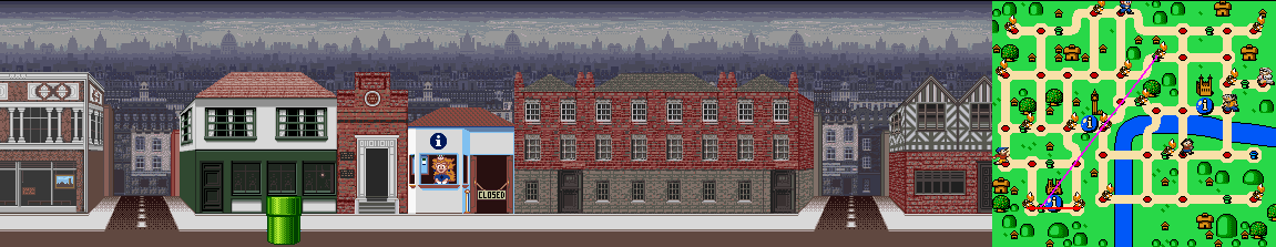 Thumbnail for a map of London Street 8 for the SNES game Mario Is Missing!.