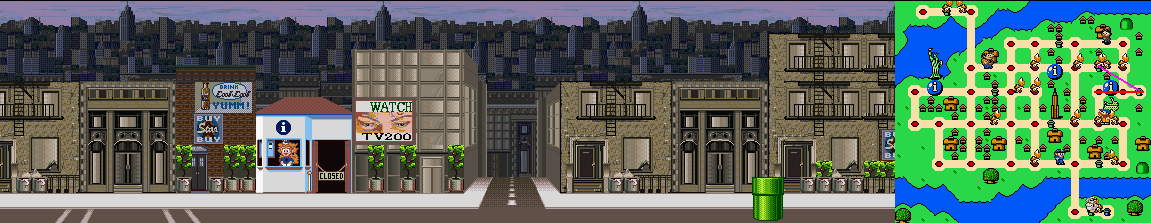 Thumbnail for a map of New York Street 5 for the SNES game Mario Is Missing!.