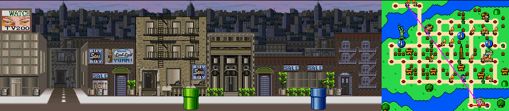 Thumbnail for a map of New York Street 7 for the SNES game Mario Is Missing!.