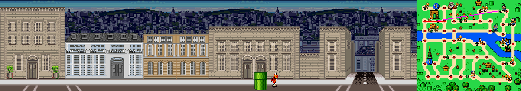 Thumbnail for a map of Paris Street 2 for the SNES game Mario Is Missing!.