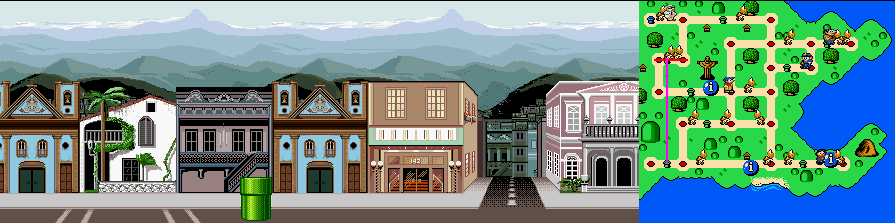 Thumbnail for a map of Rio De Janeiro Street 3 for the SNES game Mario Is Missing!.