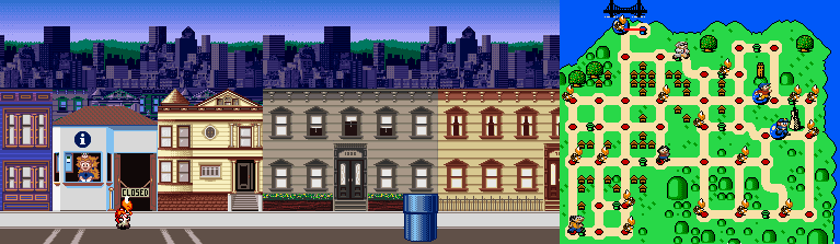 Thumbnail for a map of San Francisco Street 1 for the SNES game Mario Is Missing!.