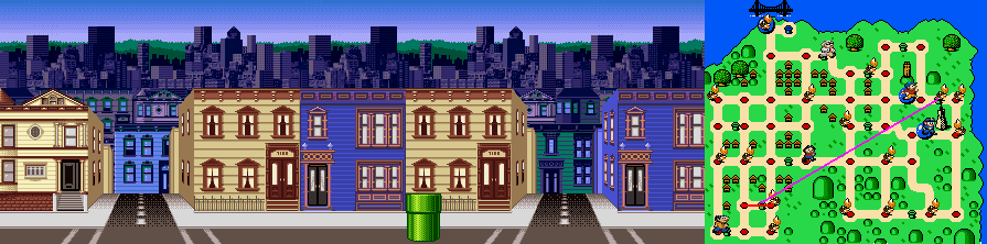 Thumbnail for a map of San Francisco Street 5 for the SNES game Mario Is Missing!.