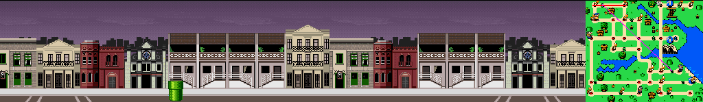 Thumbnail for a map of Sydney Street 1 for the SNES game Mario Is Missing!.