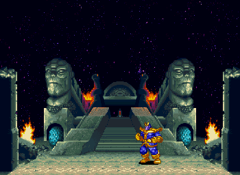 Thumbnail for a map of Thanos's Shrine (Thanos) for the SNES game Marvel Super Heroes: War Of The Gems.