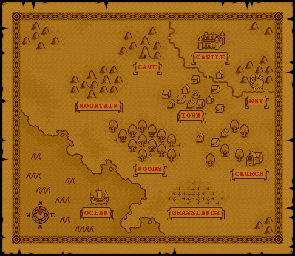 Thumbnail for a map of World (In-Game Map) for the SNES game Melfand Stories.