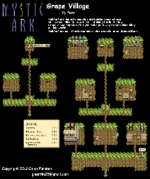 Thumbnail for a map of Fruit World Grape Village for the SNES game Mystic Ark.